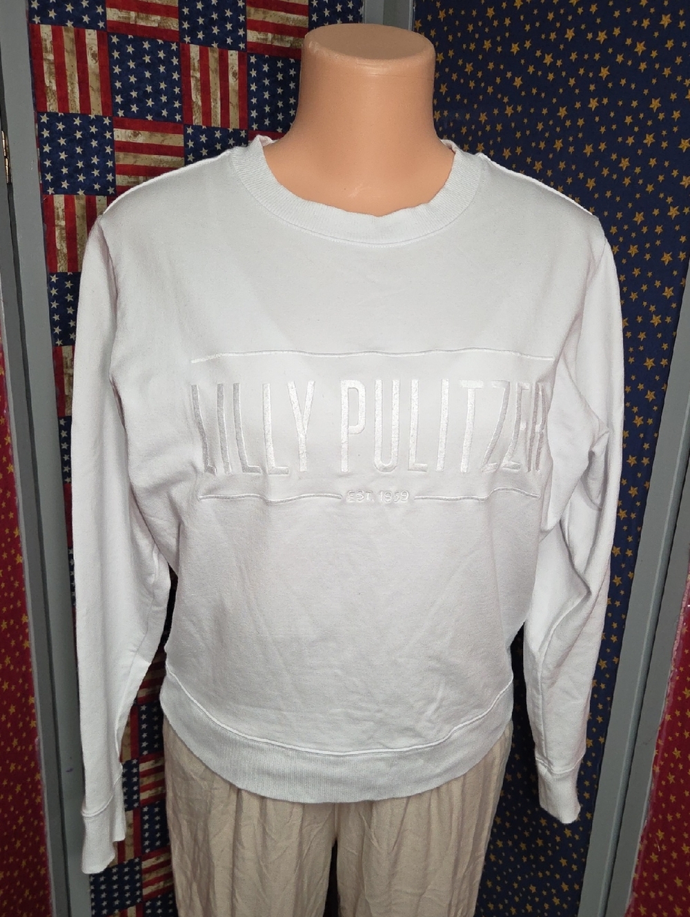Lilly Pulitzer White Top with Pink Logo Tag